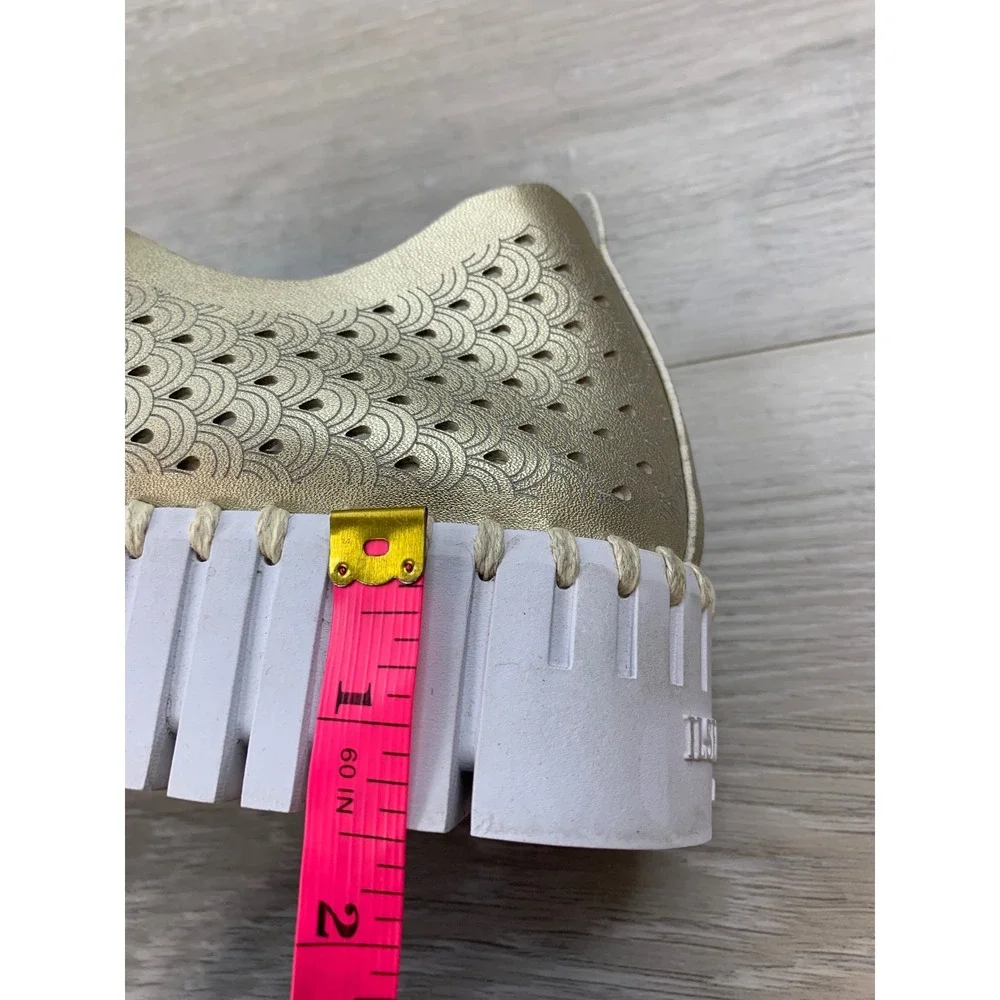 Ilse Jacobsen Tulip 3577 Women's Gold Metallic Laser 7 Cut Slip On Sneakers